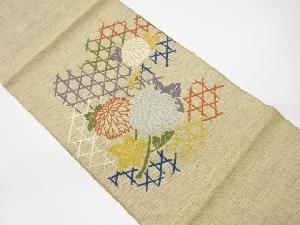 リサイクル　籠目に菊模様織出し名古屋帯